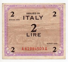 Olaszország 2 megszálási Lira, 1943