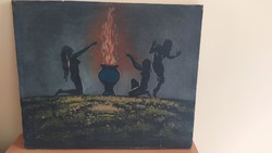 Nimfák tánca érdekes festmény 60x51 cm