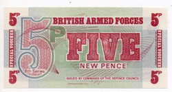 Great Britain 5 British force pence, 1972, unc