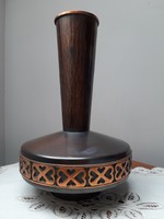 Beautiful Lignifer Retro Copper / Bronze Alloy Applied Vase with Belly Round Belly
