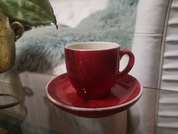 Palmer retro glazed ceramic red cup with white border 6 x 5 - 9 cm