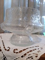 Crackle glass, régi fátyol jég üveg kínáló , váza