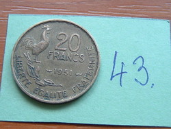 FRANCIA 20 FRANCS FRANK 1951 KAKAS 43.