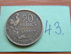 French 20 French Franc 1950 (g. Guiraud) Rooster 43.