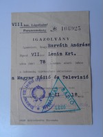 G21.705 Magyar Rádió Légoltalmi Parancsnokság - tájékoztatóján való részvételt igazoló lap ca 1968