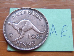 AUSZTRÁLIA 1 PENNY 1964 KENGURU, (m) - Melbourne Mint, no extra dots after PENNY #AE