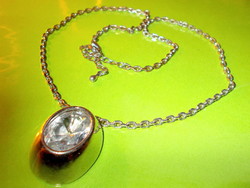 Old large zirconia crystal button socket pendant