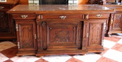 Huge chest of drawers with old German carved marble tiles 185 cm