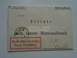 Za386.2 Official letter of the Austrian National Bank 1866 - sent to Pest, addressed to the Pest branch