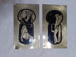 Retro lemez tábla, fém tábla - két darab együtt - női, férfi mosdó jelzés - egyedi munka