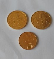 3 pcs gilded 200 forints 1992,1994 silver 200 ft + gilding 2009 200 ft gilded.
