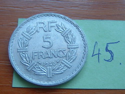 FRANCIA 5 FRANCS FRANK  1946 / B,  ALU. 45.