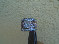 Extremely Rare Women's Silver Ring Filled with Precious Stones The Ring Is Rhodium Plated So No Allergen Used