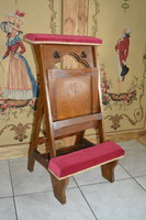 Antik Francia Imátkozó zsámoly, szék. Térdeplő, szék