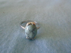 Rhodium-plated anti-allergenic women's ring with turquoise stone inner size 18 mm new not used. Post 700 ft ..