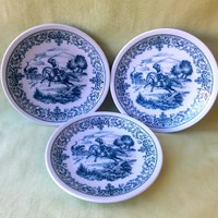 Bavaria, német porcelán, lovas, csikós tányér , kék-fehér (3 db)