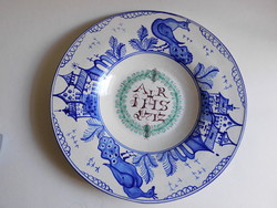 Large Haban wall plate with peacock motif - 31.5 Cm