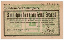 Németország Haspe 200 ezer német Márka, 1923