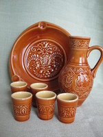 Granite ceramic set jug with 5 glasses and ashtray