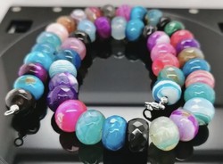 Cheerful Multi Color Agate Gemstone Chakra Necklace with 925 Sterling Clasp New