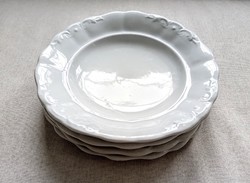 Zsolnay indamintás fehér lapos tányér 4db együtt