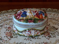 Capodimonte porcelán, nápolyi bonbonier, ékszertartó, szelence, fedeles doboz, hibátlan