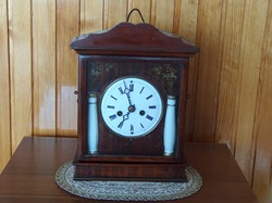 Antique empire table clock with yarn hanging, bell striker, half striker