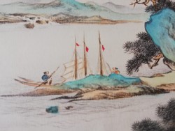 Colored, marked Chinese woodcut