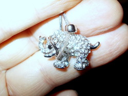 Swarovski crystal little elephant Tibetan silver necklace