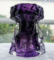 Lila üveg váza Ingrid -Glass  Rock Crystal 11cm