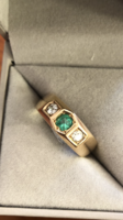 Régi 14 karátos arany gyűrű,brilliánssal és smaragdal!