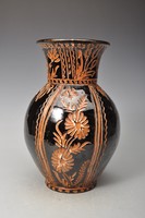 Blunt brothers, turkey large vase with folk pattern - 25.5 cm, very rare.