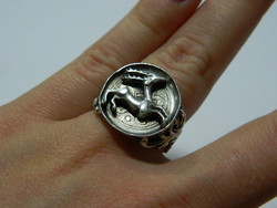 Ezüst vadász témájú pecsét gyűrű