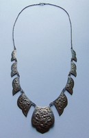 Antique 900 Sterling Silver Asian Necklace with Dragon Snake Necklace