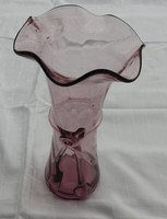 Pink curled glass vase - vase