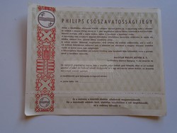 AV835.6  Régi irat  Philips rádió csőszavatossági jegy  1942
