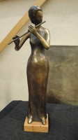 Unknown artist, flutist lady, bronze sculpture