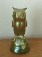 Zsolnay small owl with eosin shield seal