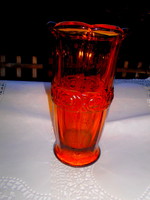 Art deco borostyán színű régi   üveg  váza