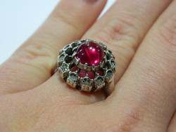 Antik ezüst gyűrű Rubellit/rózsaszín Turmalin kővel