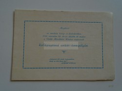 AV837.6 Meghívó Orosháza Leány és fiú diákotthon 1960  Kollégiummá avató ünnepség