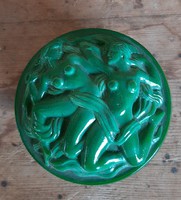 Glass box of malachite in green colors