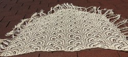 Huge handmade crochet triangular fringed scarf - scarf