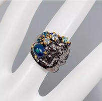 Opal stone silver ring