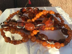 Amber-Russian-1960s- pressed-necklace-brutally big!!!!-Three rows
