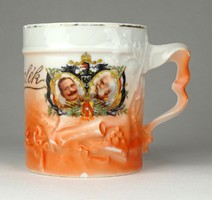 1F819 Antik I. világháborús II. Wilhelm - I. Ferencz József porcelán bögre 1914-15