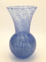 Karcagi fátyolüveg váza - kék  19,7 cm