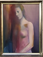 Éva Kárpáti (1936 - ) Nude. Art Gallery Oil Painting with Guarantee!!!