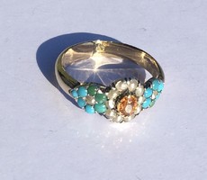 Antik Viktoriánus Arany Gyűrű Türkiz Gyöngy 50-es méret