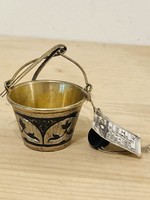 Ezüst aranyozva Orosz Niello teaszűrő íves foganytúval